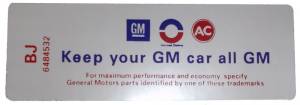 "Keep Your GM All GM" Air Cleaner Decal - 350 4V / 430 4V