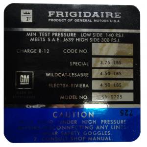 Frigidaire AC Compressor Decal