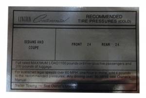 Tire Pressure Decal