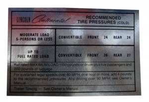 Tire Pressure Decal