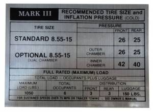 Tire Pressure Decal