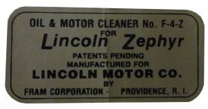 Zephyr Oil Filter Decal