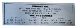 Tire Pressure Decal