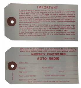 Radio Warranty Tag