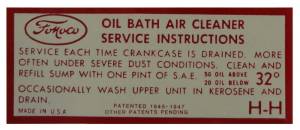 Air Cleaner Service Decal