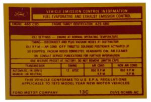 460 Automatic Transmission Emission Decal