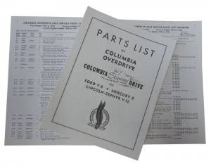 Columbia Axle Parts List