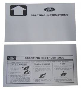 Start Instructions - On Sun Visor