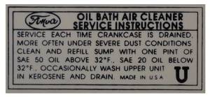 Air Cleaner Service Decal
