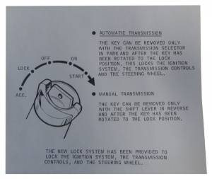 Ignition Lock Instructions - On Sun Visor
