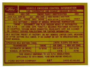 460 Automatic Transmission Emission Decal