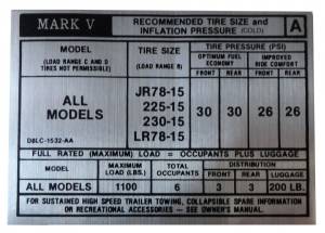 Tire Pressure Decal
