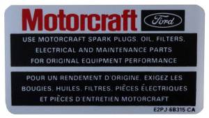 Motorcraft Parts Decal