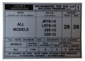 Tire Pressure Decal