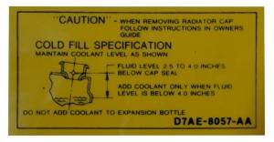 Radiator Coolant Decal