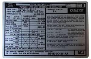 400 Automatic Transmission Emission Decal