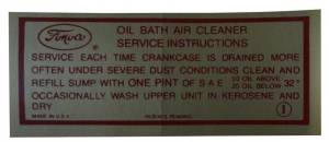 Air Cleaner Service Decal