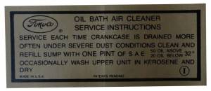 Air Cleaner Service Decal