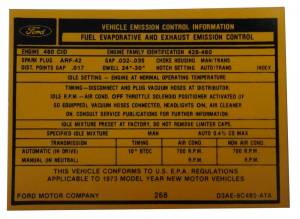 460 Automatic Transmission Emission Decal