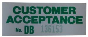 Customer Acceptance Window Decal