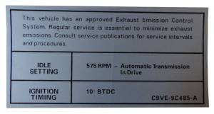 460 Automatic Transmission Emission Decal