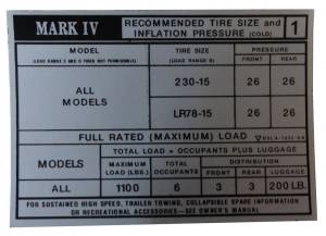 Tire Pressure Decal