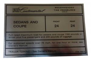 Tire Pressure Decal