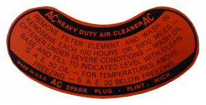 Oil Bath Air Cleaner Service Instructions Decal - Heavy Duty