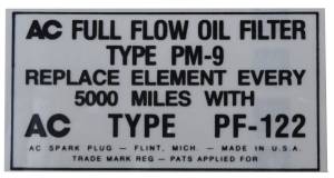 Oil Filter Canister Decal