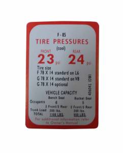 Tire Pressure Decal