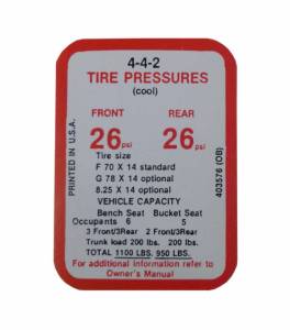 Tire Pressure Decal
