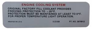 Cooling System Warning Decal