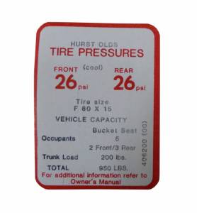 Tire Pressure Decal