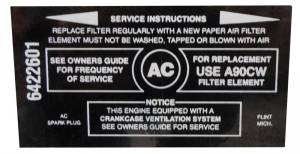 Air Cleaner Service Instructions Decal
