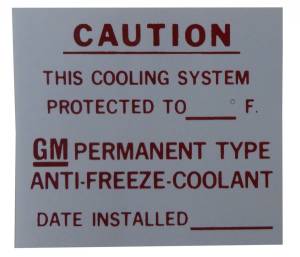 Dealer Installed Antifreeze Decal