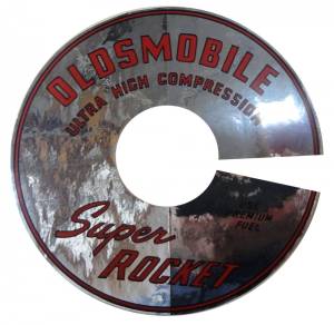 "Oldsmobile Super Rocket Ultra High Compression" Air Cleaner Decal - 7-1/2"