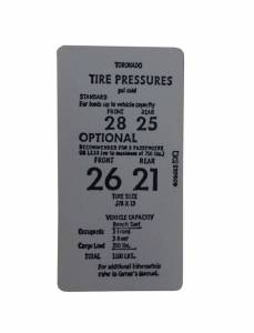 Tire Pressure Decal