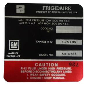 Frigidaire AC Compressor Decal