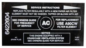 Air Cleaner Service Instructions Decal