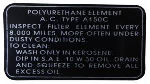 Turbo Rocket Air Cleaner Service Instructions Decal