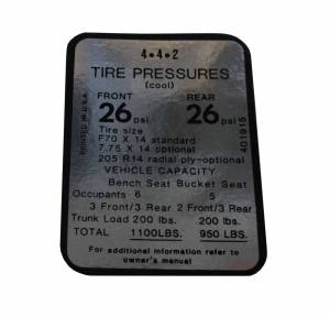 Tire Pressure Decal