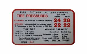 Tire Pressure Decal