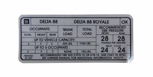 Tire Pressure Decal