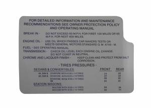 Tire Pressure Decal
