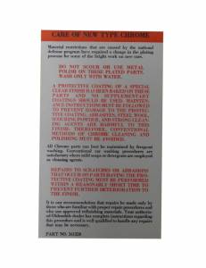 Chrome Care Instructions Sheet