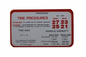 Tire Pressure Decal