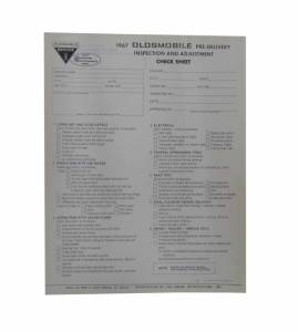 New Vehicle Pre-Delivery Sheet