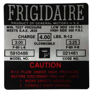 Frigidaire AC Compressor Decal