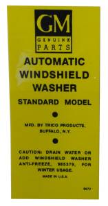 Trico Windshield Washer Bottle Bracket Lid Decal