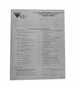 New Vehicle Pre-Delivery Sheet
